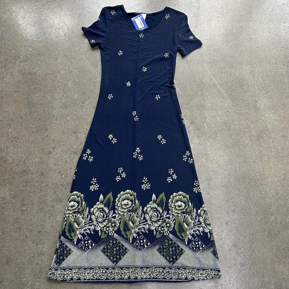 Vintage Diamonds Usa Floral Print Size Medium Made In Usa Maxi Dress